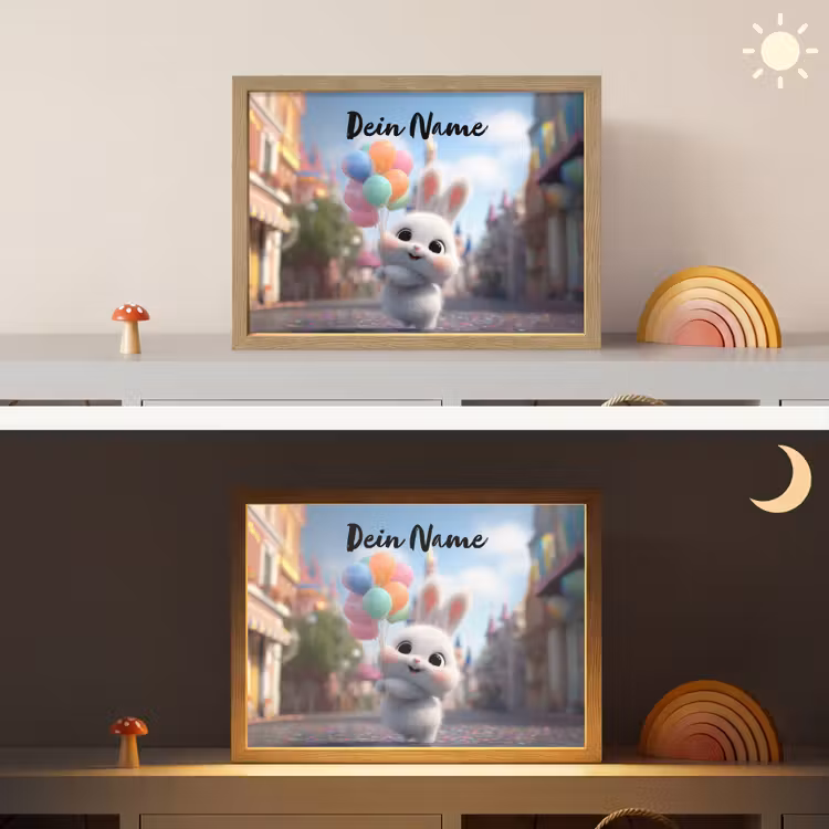 konijn - Ballonnen Light Box met batterij (Wandlamp kind) middel -sfeer3_kind