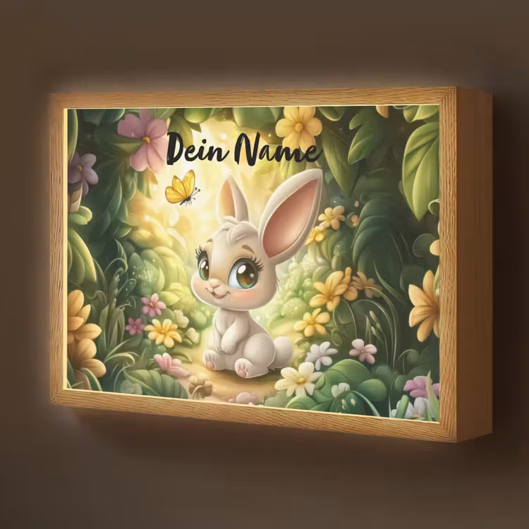 Konijn - Zonlicht - Sprookjesachtig - Vlinder Light Box met batterij (Wandlamp kind) middel -z3d_website
