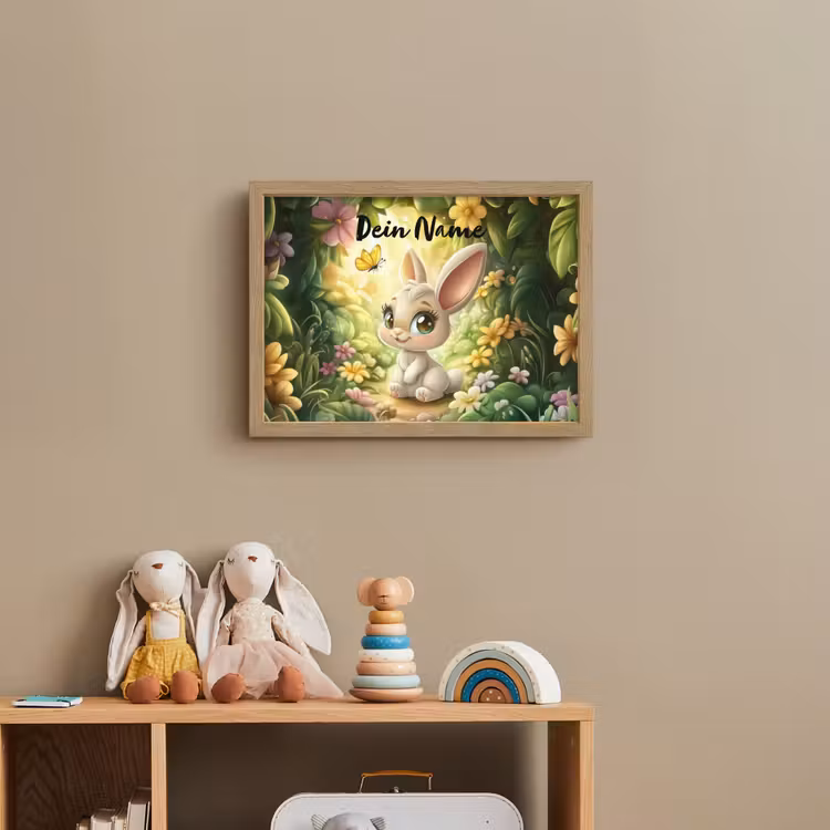 Konijn - Zonlicht - Sprookjesachtig - Vlinder Light Box met batterij (Wandlamp kind) middel -sfeer2_kind
