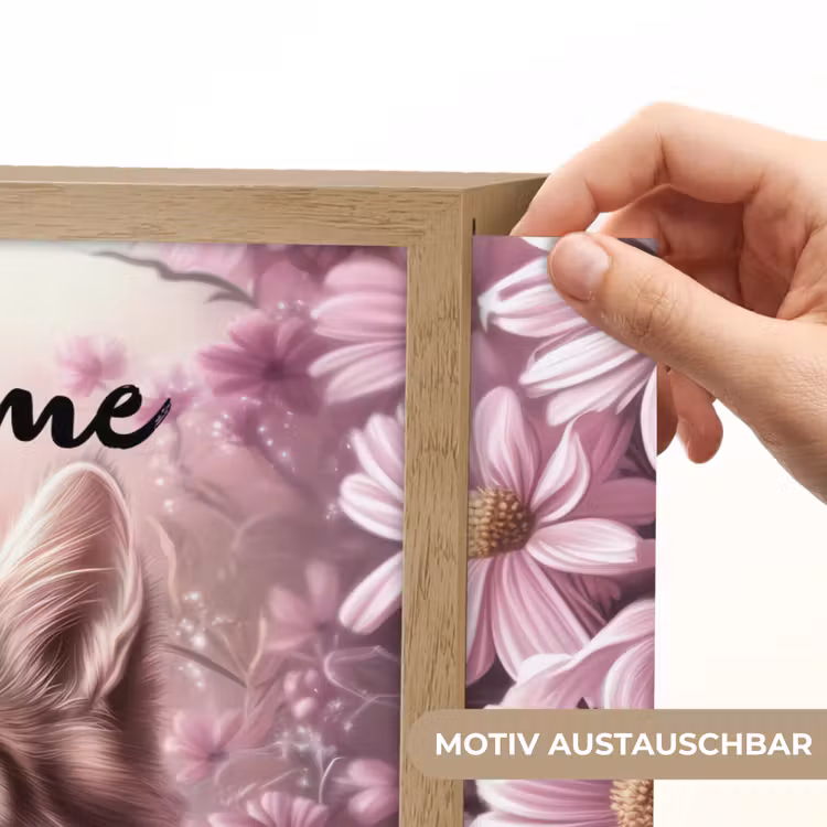 Kitten - Bloemen - Vlinders - Paars Light Box met batterij (Wandlamp kind) middel -USP_websiteprintDE