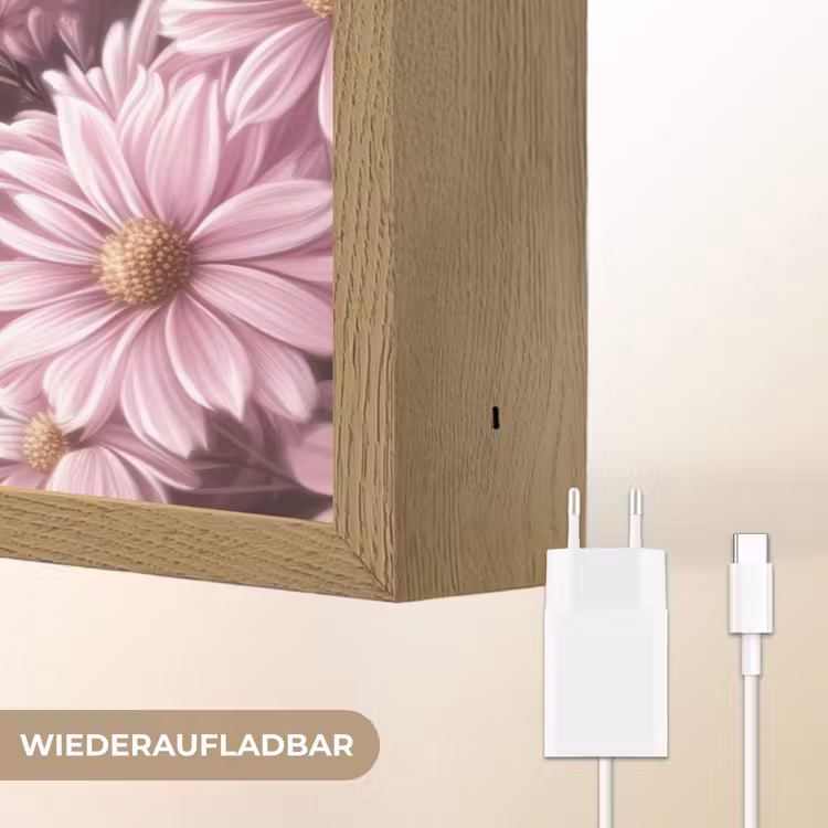 Kitten - Bloemen - Vlinders - Paars Light Box met batterij (Wandlamp kind) middel -USP_websiteoplaadbaarDE