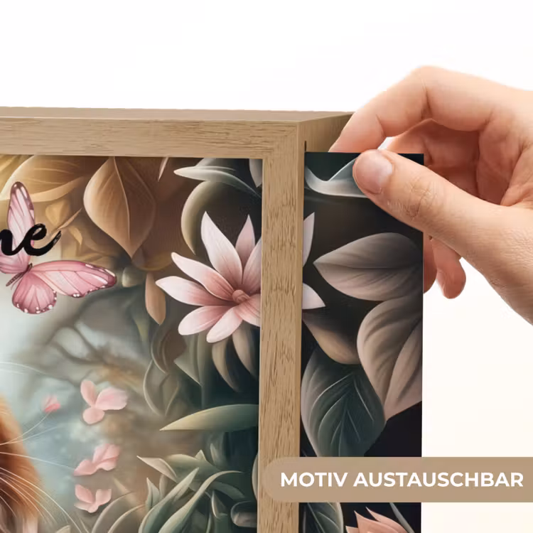 Kat - Bloemen - Vlinders - Roze Light Box met batterij (Wandlamp kind) middel -USP_websiteprintDE