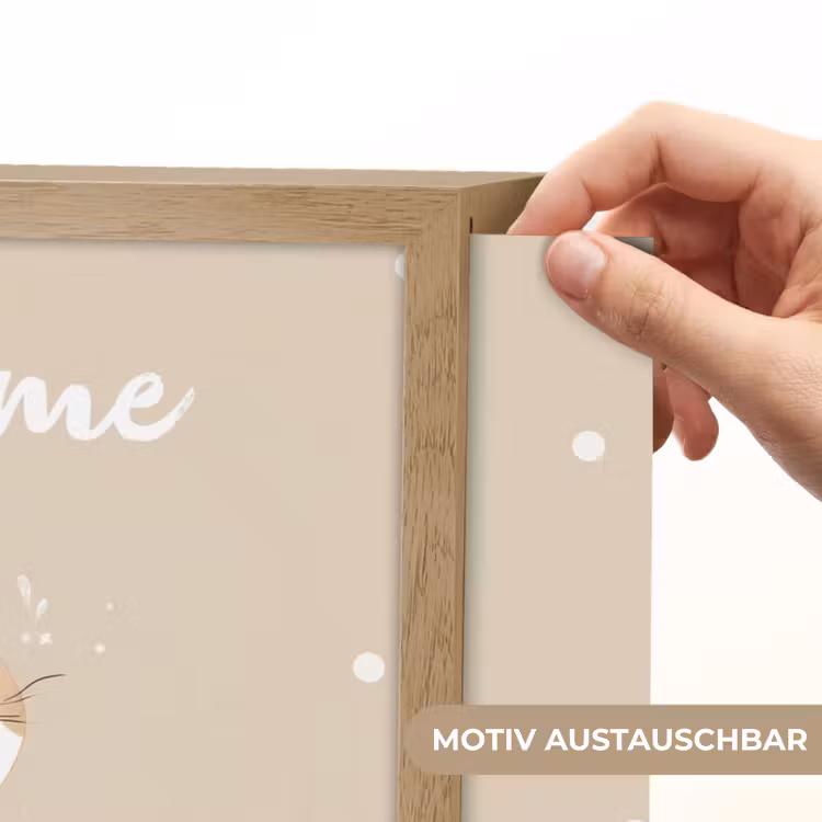 Kat - Kitten - Beige - Stippen Light Box met batterij (Wandlamp kind) middel -USP_websiteprintDE