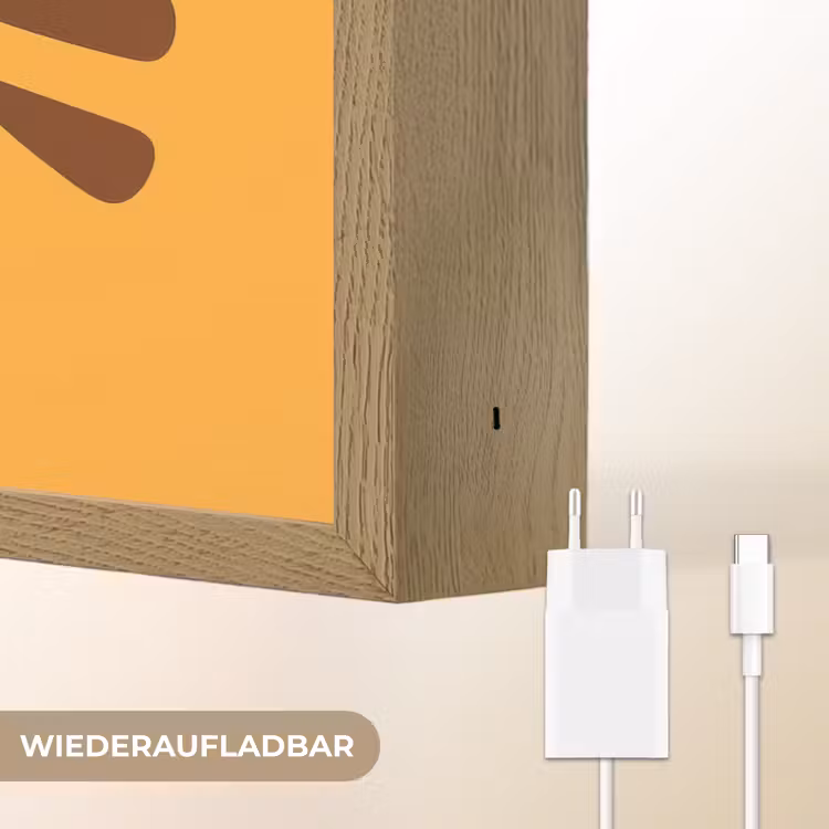 Kat - Minimalistisch - Oranje - Vrolijk Light Box met batterij (Wandlamp kind) middel -USP_websiteoplaadbaarDE