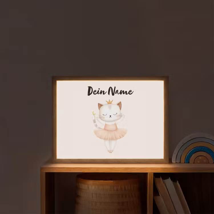 Kat - Minimalistisch - Tutu - Kroontje Light Box met batterij (Wandlamp kind) middel -sfeer1_kind