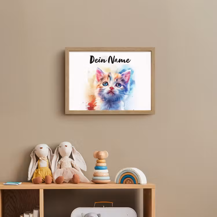 Kat - Portret - Kleuren - Verf - Wit Light Box met batterij (Wandlamp kind) middel -sfeer2_kind