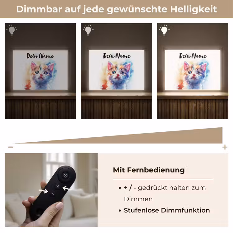 Kat - Portret - Kleuren - Verf - Wit Light Box met batterij (Wandlamp kind) middel -USP_dimbaarDE