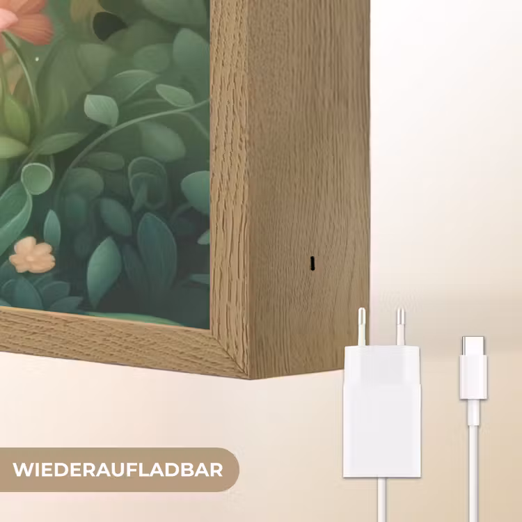 Kat - Vlinder - Bloemen Light Box met batterij (Wandlamp kind) middel -USP_websiteoplaadbaarDE
