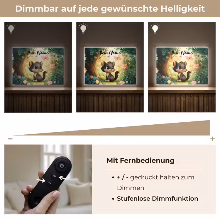Kat - Vlinder - Bloemen Light Box met batterij (Wandlamp kind) middel -USP_dimbaarDE