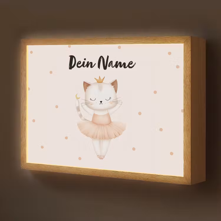Kat - Tutu - Kroontje - Stippen Light Box met batterij (Wandlamp kind) middel -z3d_website