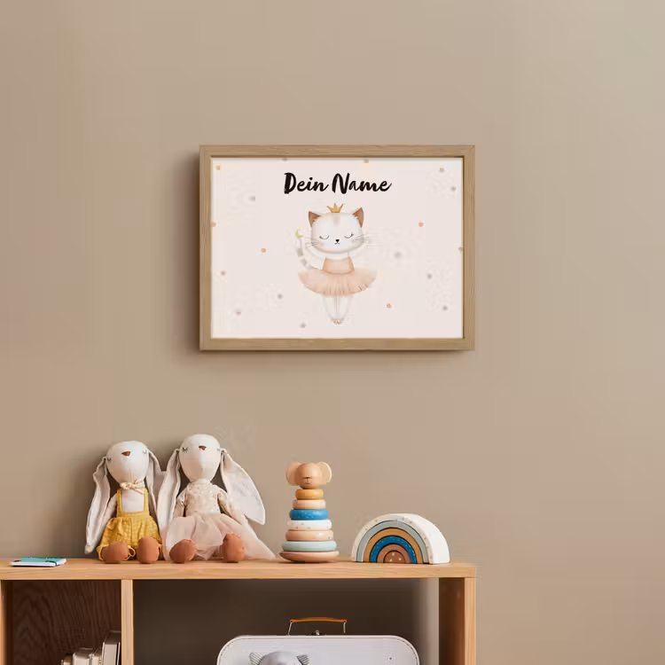 Kat - Tutu - Kroontje - Stippen Light Box met batterij (Wandlamp kind) middel -sfeer2_kind