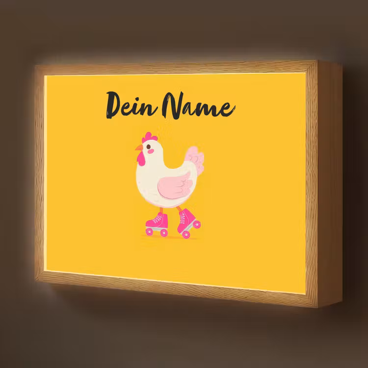 Kip - Rolschaatsen - Geel Light Box met batterij (Wandlamp kind) middel -z3d_website
