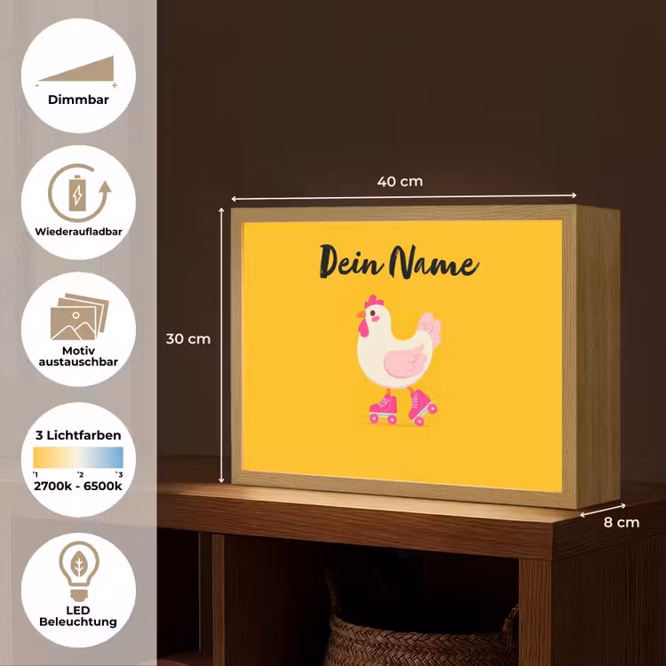 Kip - Rolschaatsen - Geel Light Box met batterij (Wandlamp kind) middel -USP_websiteoverzichtDE