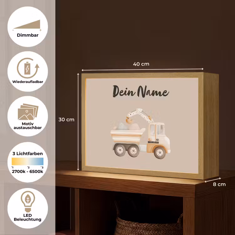 Kiepwagen - Auto - Beige - Stenen Light Box met batterij (Wandlamp kind) middel -USP_websiteoverzichtDE