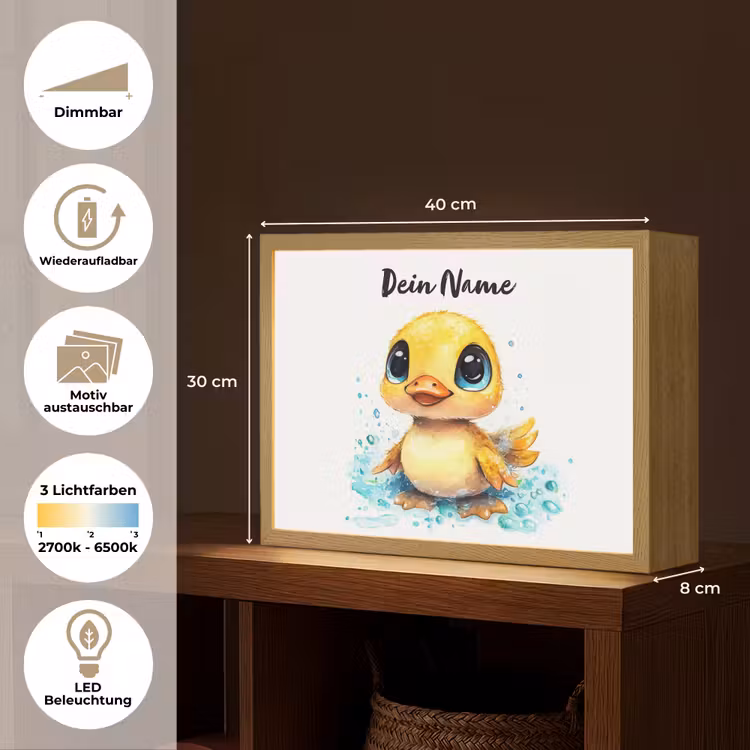 Eendje - Badeend - Geel Light Box met batterij (Wandlamp kind) middel -USP_websiteoverzichtDE