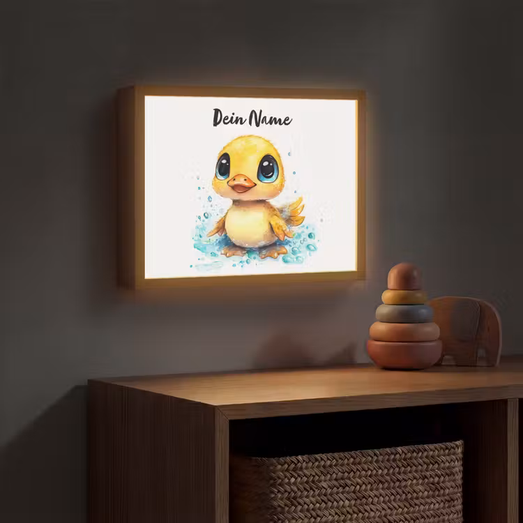 Eendje - Badeend - Geel Light Box met batterij (Wandlamp kind) middel -sfeer5_kind