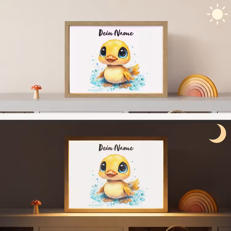 Eendje - Badeend - Geel Light Box met batterij (Wandlamp kind) middel -sfeer3_kind
