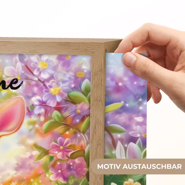 Hertje - Eekhoorn - Bloemenveld - Kleurrijk Light Box met batterij (Wandlamp kind) middel -USP_websiteprintDE