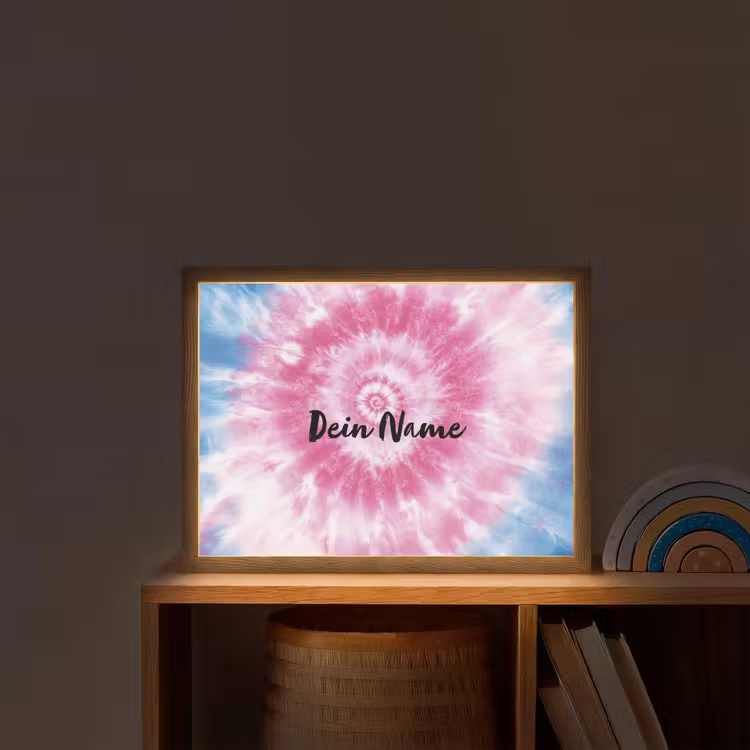Tie dye - Abstract - Blauw - Roze Light Box met batterij (Wandlamp kind) middel -sfeer1_kind