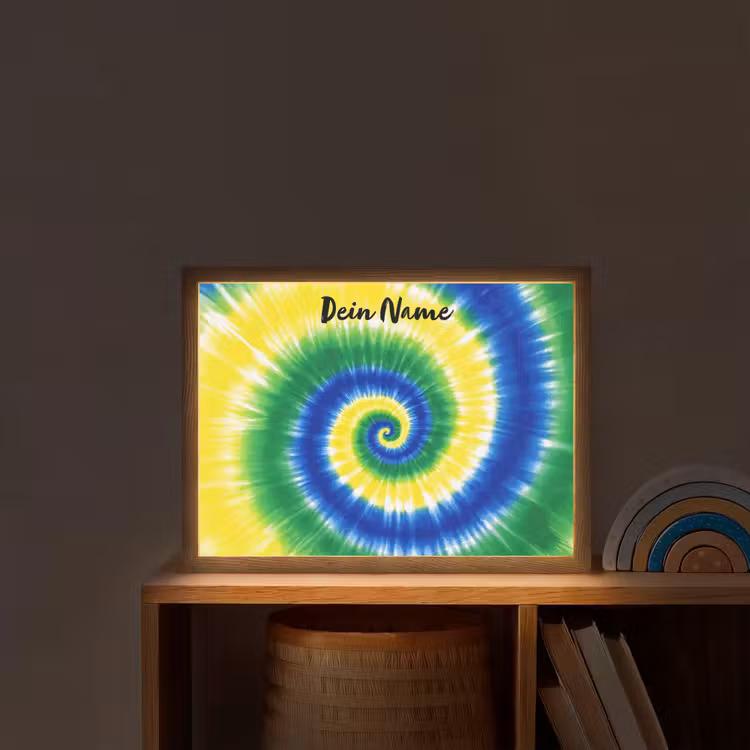 Tie Dye - Groen - Klassiek Light Box met batterij (Wandlamp kind) middel -sfeer1_kind