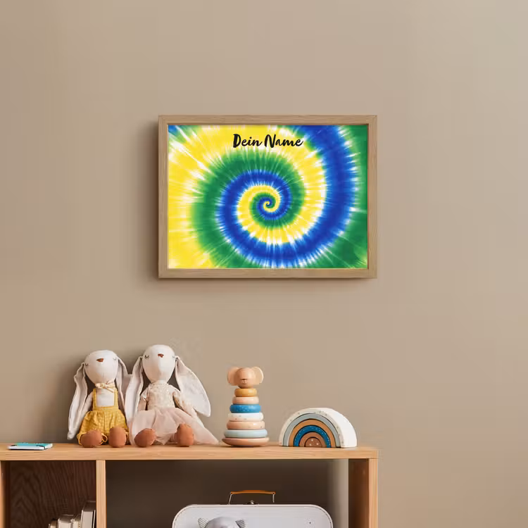 Tie Dye - Groen - Klassiek Light Box met batterij (Wandlamp kind) middel -sfeer2_kind