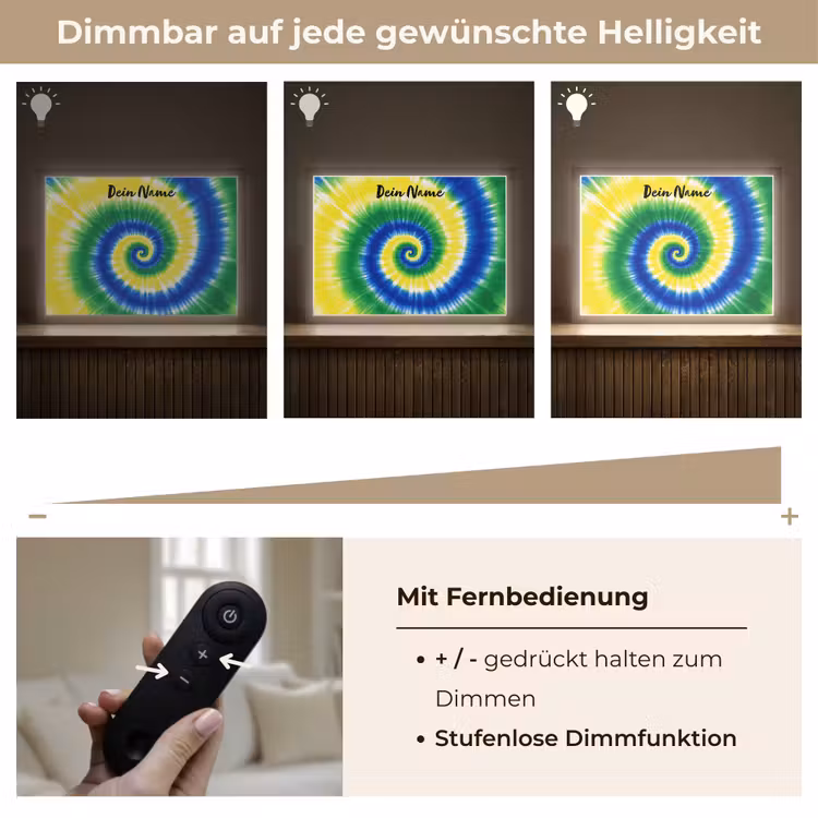 Tie Dye - Groen - Klassiek Light Box met batterij (Wandlamp kind) middel -USP_dimbaarDE
