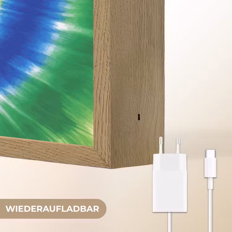 Tie Dye - Groen - Klassiek Light Box met batterij (Wandlamp kind) middel -USP_websiteoplaadbaarDE