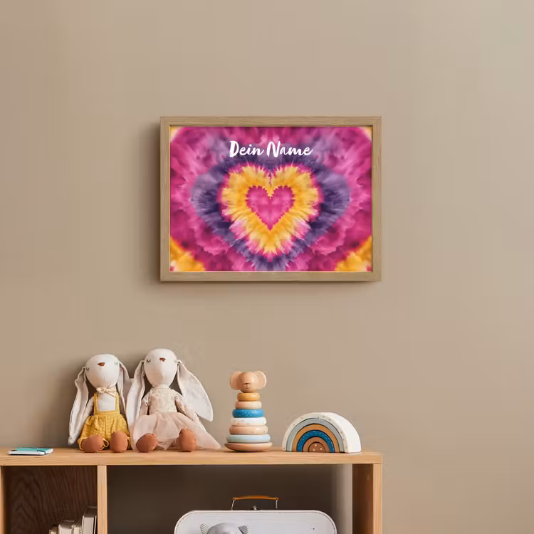 Tie dye - Hartvorm - Vlammen - Paars Light Box met batterij (Wandlamp kind) middel -sfeer2_kind