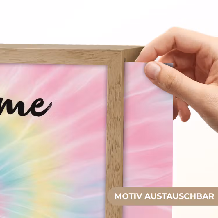 Tie Dye - Pasteltinten - Roze Light Box met batterij (Wandlamp kind) middel -USP_websiteprintDE