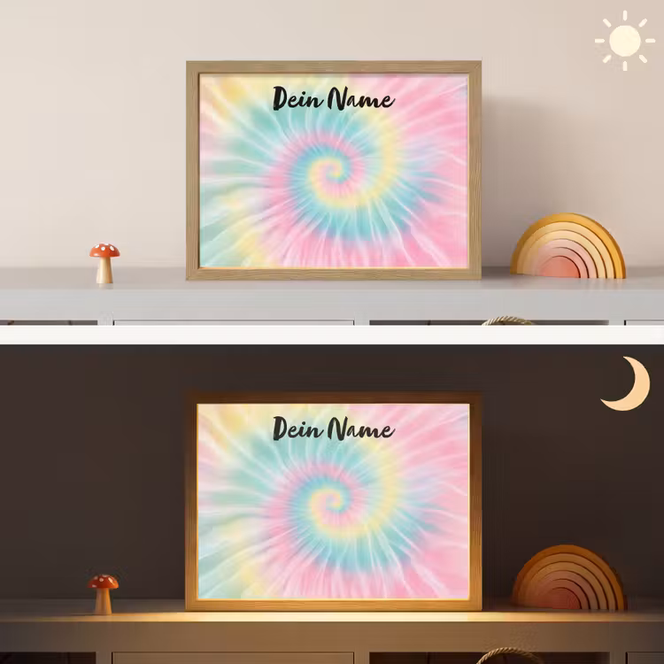 Tie Dye - Pasteltinten - Roze Light Box met batterij (Wandlamp kind) middel -sfeer3_kind