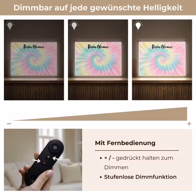 Tie Dye - Pasteltinten - Roze Light Box met batterij (Wandlamp kind) middel -USP_dimbaarDE