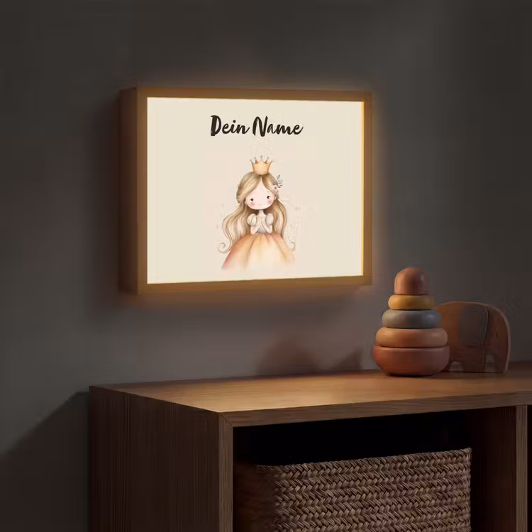 Kroon - Prinses - Bloem - Jurk Light Box met batterij (Wandlamp kind) middel -sfeer5_kind