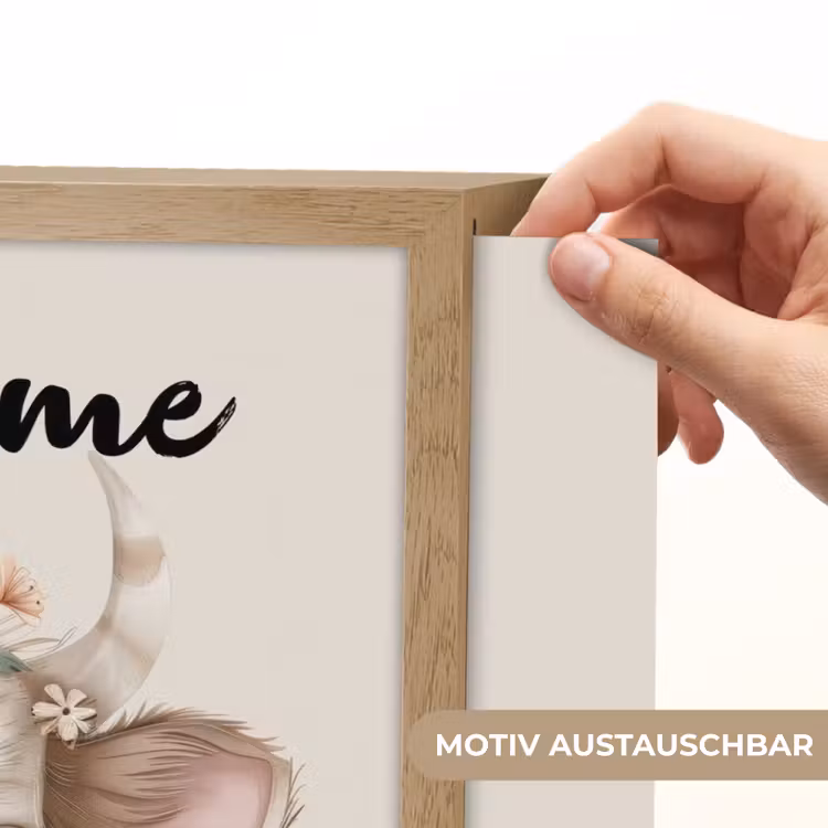 Koe - Bohemian - Kalfje - Bloemen Light Box met batterij (Wandlamp kind) middel -USP_websiteprintDE