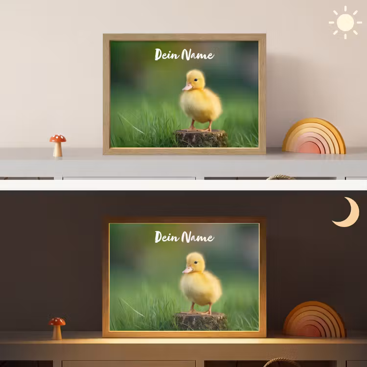 Kuiken - Eend - Geel - Gras Light Box met batterij (Wandlamp kind) middel -sfeer3_kind