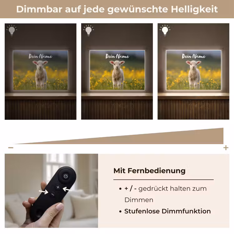 Lammetje - Gras - Bloemen - Geel Light Box met batterij (Wandlamp kind) middel -USP_dimbaarDE