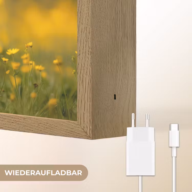 Lammetje - Gras - Bloemen - Geel Light Box met batterij (Wandlamp kind) middel -USP_websiteoplaadbaarDE