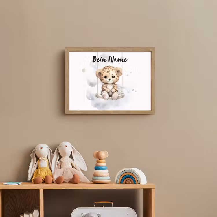 Luipaard - Dier - Kinderen Light Box met batterij (Wandlamp kind) middel -sfeer2_kind