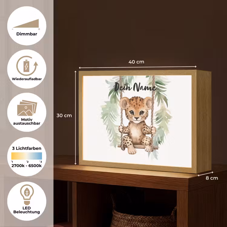 Luipaard - Dier - Kinderen - Jungle Light Box met batterij (Wandlamp kind) middel -USP_websiteoverzichtDE
