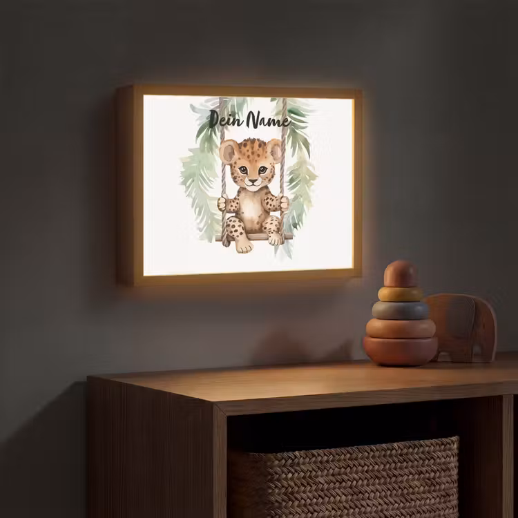 Luipaard - Dier - Kinderen - Jungle Light Box met batterij (Wandlamp kind) middel -sfeer5_kind