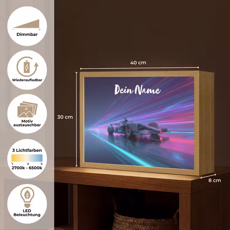 Lichtstralen - Neon - Racewagen - Paars Light Box met batterij (Wandlamp kind) middel -USP_websiteoverzichtDE