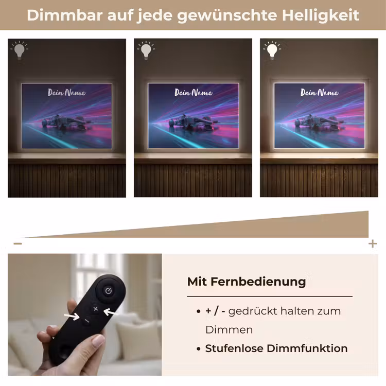 Lichtstralen - Neon - Racewagen - Paars Light Box met batterij (Wandlamp kind) middel -USP_dimbaarDE