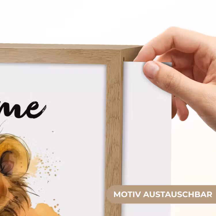 Leeuw - Waterverf - Bruin - Dieren - Meisjes - Jongens Light Box met batterij (Wandlamp kind) middel -USP_websiteprintDE