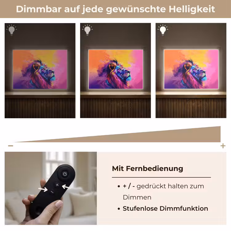 Leeuw - Verf- Kleuren - Dier Light Box met batterij (Wandlamp kind) middel -USP_dimbaarDE