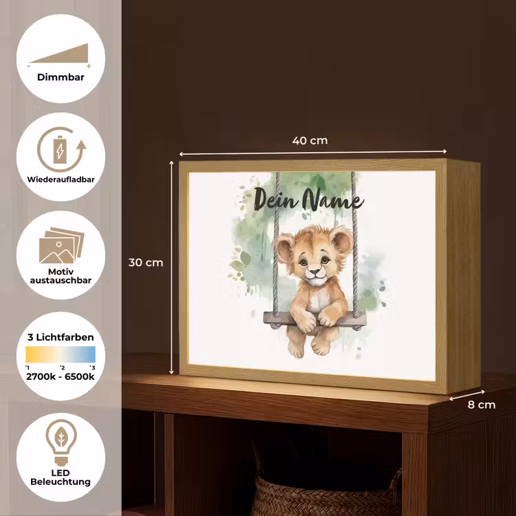 Leeuw - Dier - Kinderen - Jungle Light Box met batterij (Wandlamp kind) middel -USP_websiteoverzichtDE