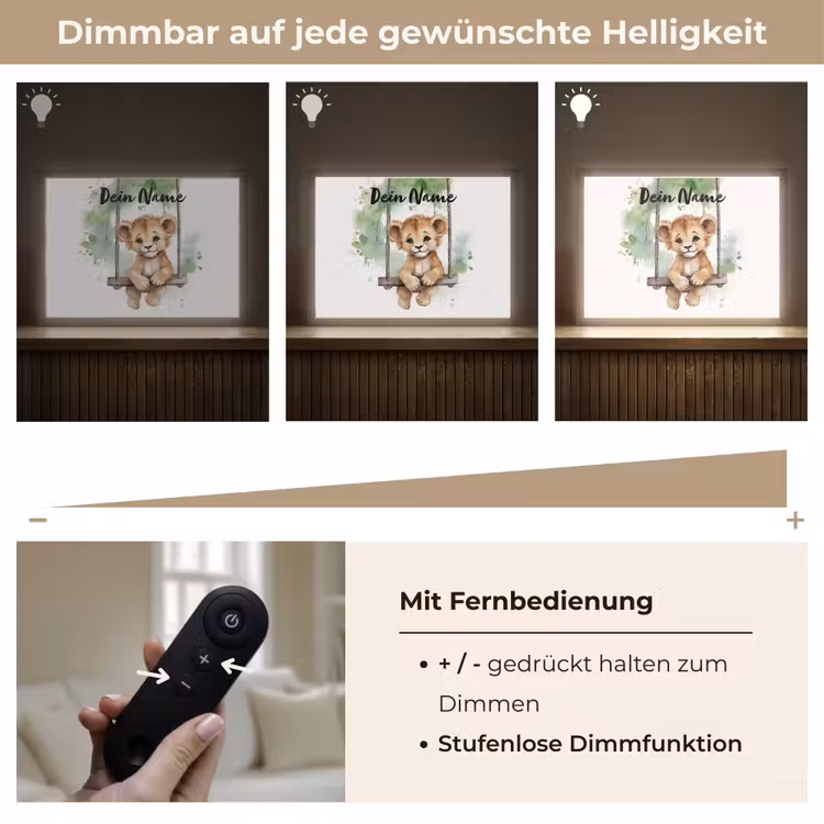 Leeuw - Dier - Kinderen - Jungle Light Box met batterij (Wandlamp kind) middel -USP_dimbaarDE
