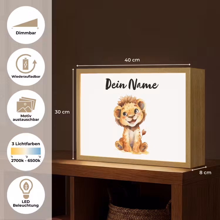 Leeuw - Baby dier Light Box met batterij (Wandlamp kind) middel -USP_websiteoverzichtDE