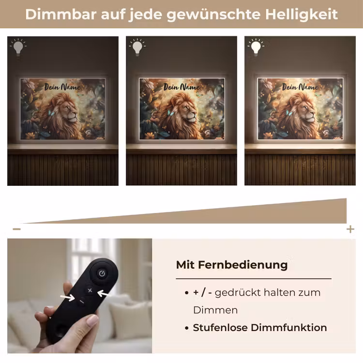 Leeuw - Dieren - Bloemen - Jungle Light Box met batterij (Wandlamp kind) middel -USP_dimbaarDE
