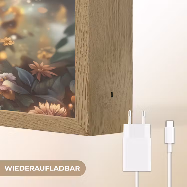 Leeuw - Dieren - Bloemen - Jungle Light Box met batterij (Wandlamp kind) middel -USP_websiteoplaadbaarDE