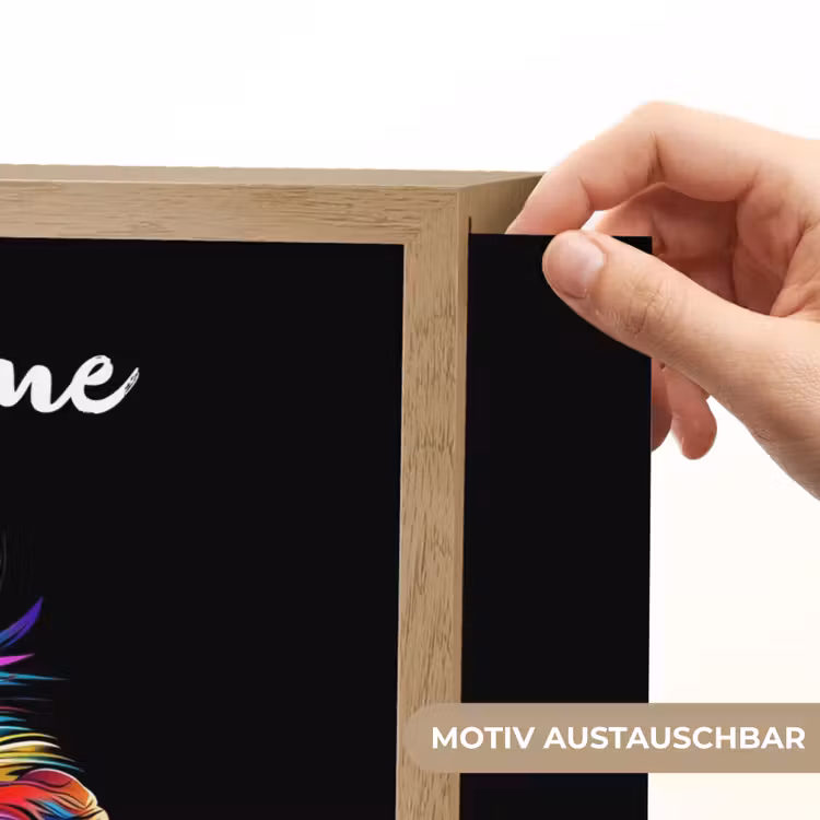 Leeuwen - Kleurrijk - Zwart - Dieren Light Box met batterij (Wandlamp kind) middel -USP_websiteprintDE