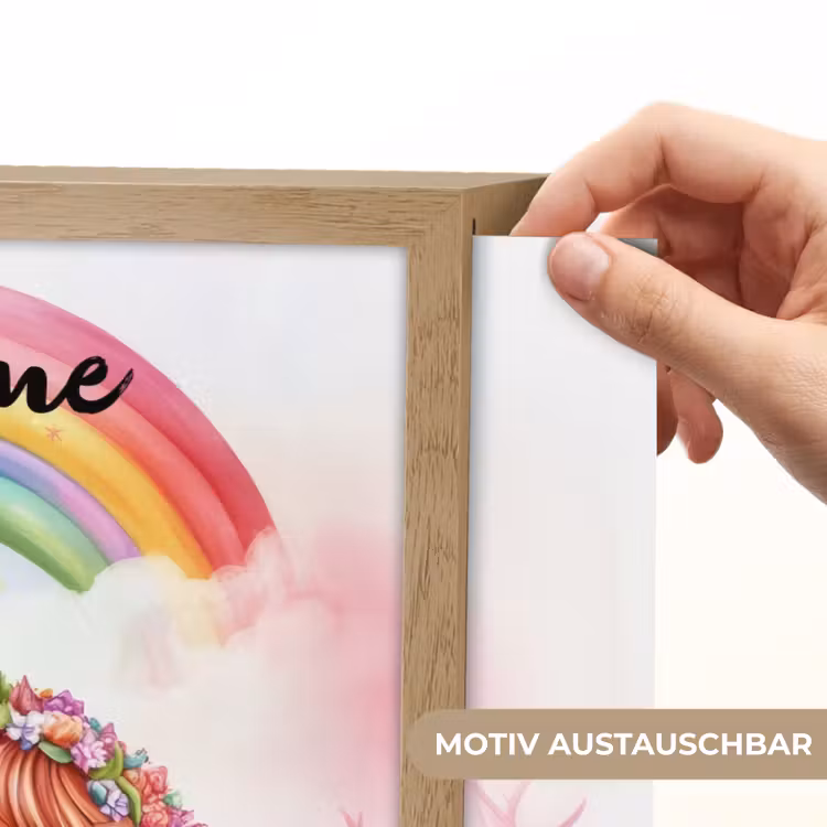 Meisje - Draak - Regenboog Light Box met batterij (Wandlamp kind) middel -USP_websiteprintDE